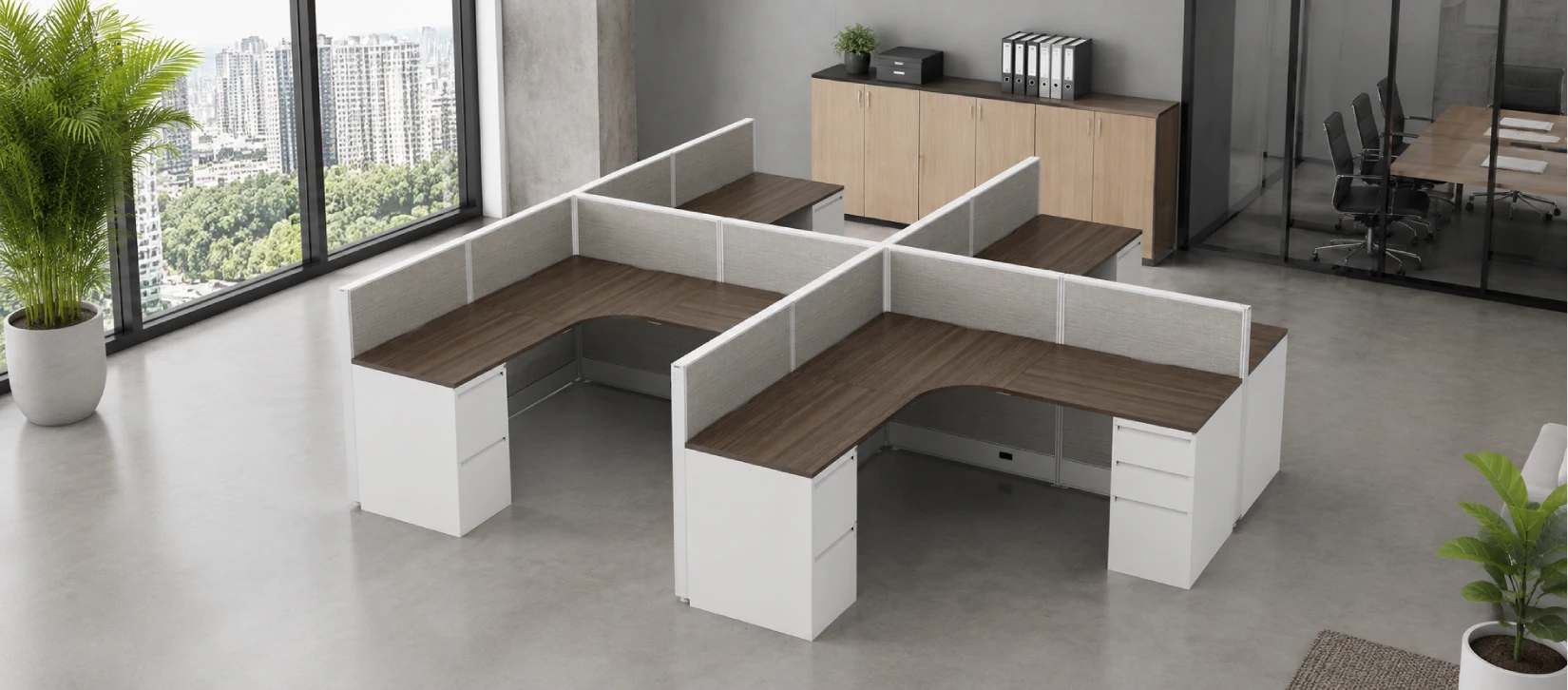 4 Person Semi-Private 6x6 Corner Cubicle Pod