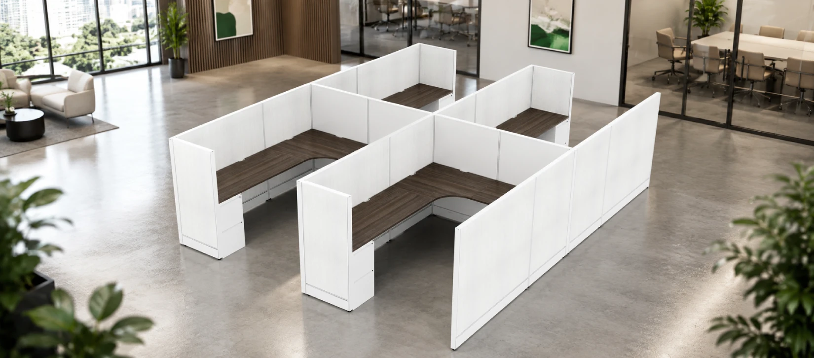 4 Person Semi-Private 6x6 Corner Cubicle - Quickship