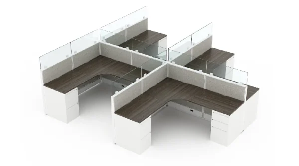 4 Person Semi-Private 6x6 Corner Cubicle with Glass-typ1