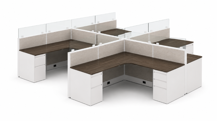 4 Person Semi-Private 6x6 Corner Cubicle with Glass-typ2