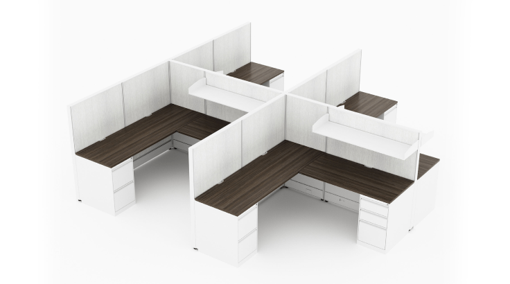 4 Person Semi-Private 6' x 6' Corner Cubicle with Open Shelf – Quickship product view