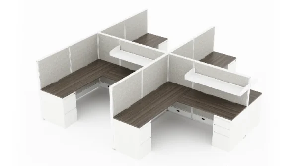 4 Person Semi-Private 6x6 Corner Cubicle with Overhead Shelf-typ1