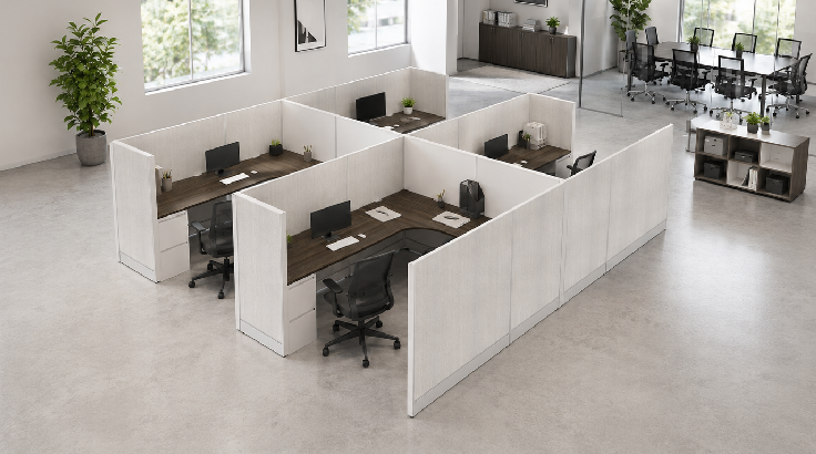 4 Person Semi-Private 6x6 Corner Cubicle - Quickship room view