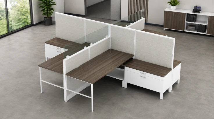 4 Person Semi-Private 6x6 Cubicle with Glass Panels room view