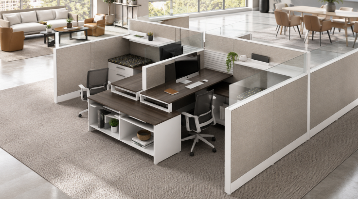 4 Person Semi-Private 6x6 Cubicle with Glass Panels & Moderate Privacy room view