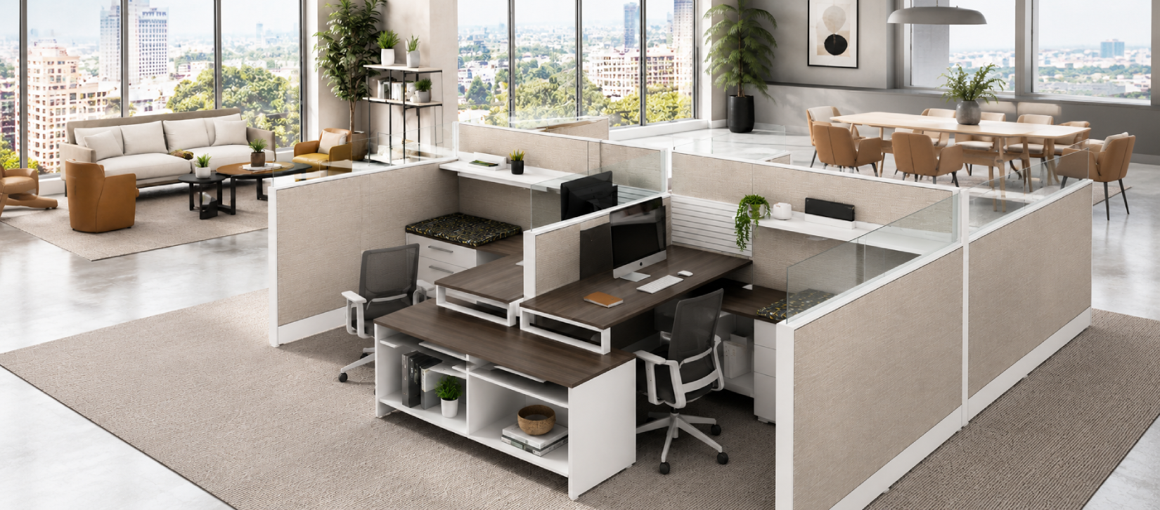 4 Person Semi-Private 6x6 Cubicle with Glass Panels