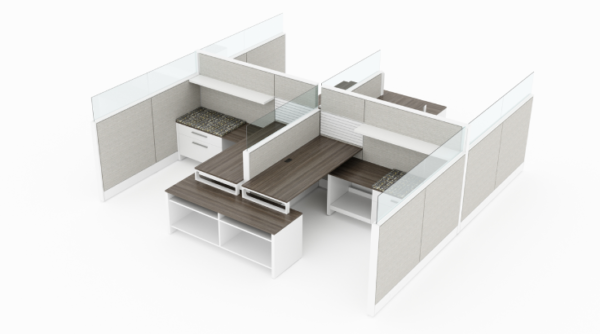 4 Person Semi-Private 6x6 Cubicle with Glass Panels
