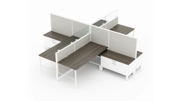 4 Person Semi-Private 6x6 Cubicle with Glass Panels-typ1