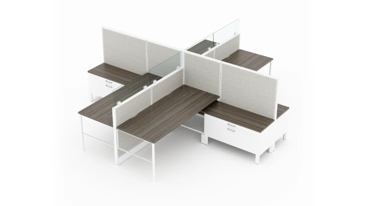 4 Person Semi-Private 6x6 Cubicle with Glass Panels product view