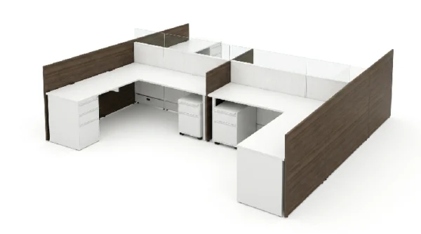 4 Person Semi-Private 6x6 Cubicle with Glass Stackers and Laminate Panels - Quickship