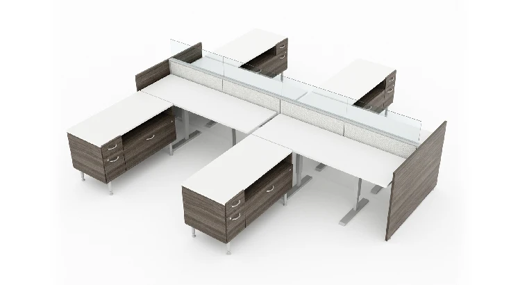 4 Person Semi-Private 6x6 Cubicle with Height Adjustable Worksurface product view