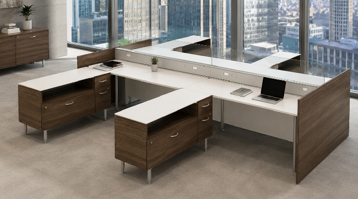 4 Person Semi Private 6x6 Cubicle with Modern Spine Glass room view