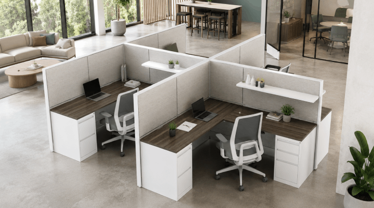 4-Person Semi-Private 6x6 Cubicle with Overhead Shelf room view