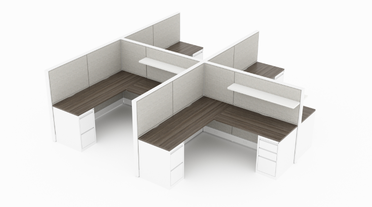 4-Person Semi-Private 6x6 Cubicle with Overhead Shelf product view