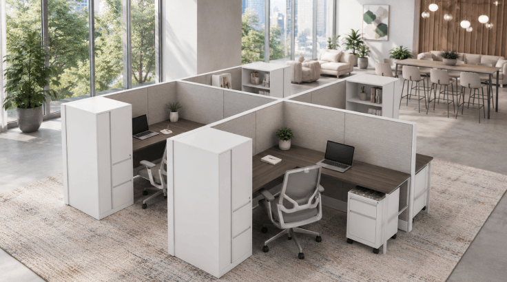 4-Person Semi-Private 6x7 Cubicle with Storage Towers room view