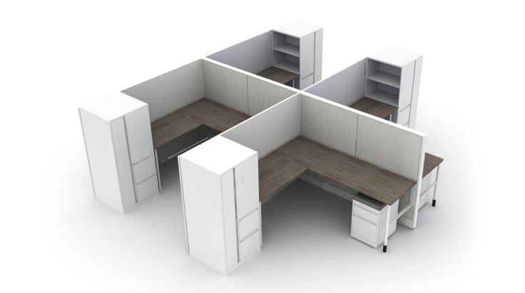 4-Person Semi-Private 6x7 Cubicle with Storage Towers-typ2
