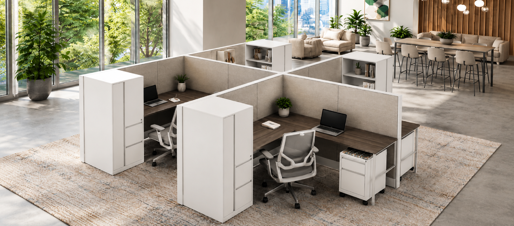4-Person Semi-Private 6x7 Cubicle with Storage Towers-banner