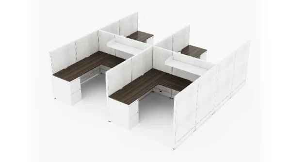 4 Person Semi Private 6x8 Corner Cubicle with Open Shelf - Quickship-typ1