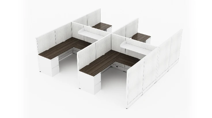 4 Person Semi Private 6x8 Corner Cubicle with Open Shelf - Quickship product view