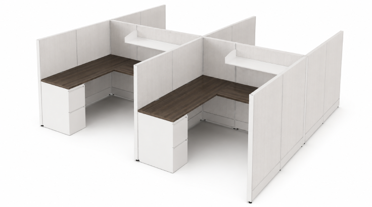 4 Person Semi Private 6x8 Corner Cubicle with Open Shelf - Quickship-typ2