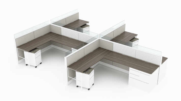 4-Person Semi Private 6x8 Cubicle with Glass Stacker product view