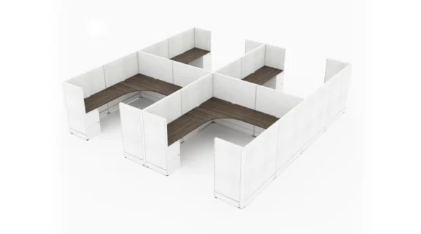 4 Person Semi-Private 8x6 Corner Cubicle with Added Enclosure - Quickship-typ1