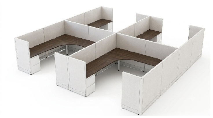 4 Person Semi-Private 8x6 Corner Cubicle with Added Enclosure - Quickship product view