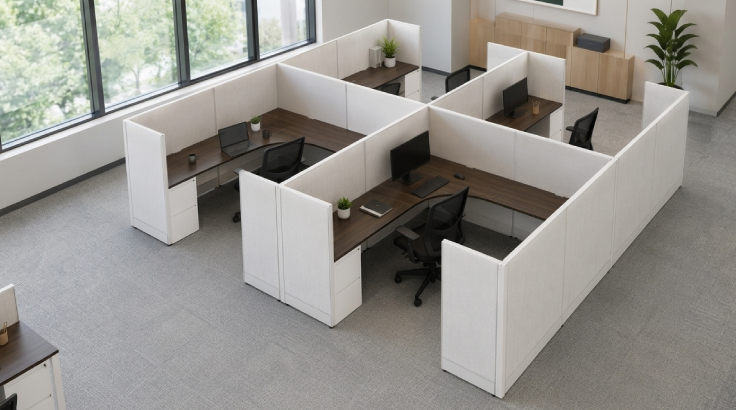 4 Person Semi-Private 8x6 Corner Cubicle with Added Enclosure - Quickship room view