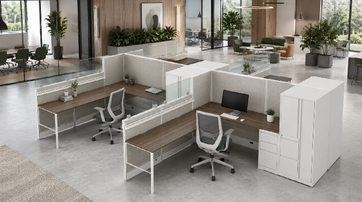4 Person Semi Private 8x8 Cubicle with Glass Panels room view