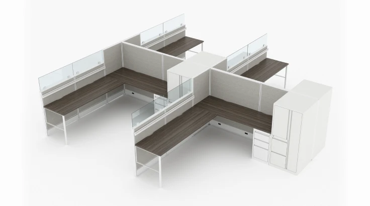 4 Person Semi Private 8x8 Cubicle with Glass Panels product view