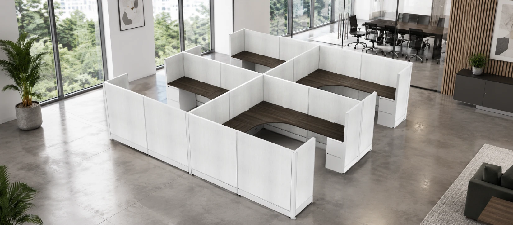 4 Person Semi-Private 8x8 Large Corner Cubicle