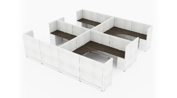 4 Person Semi-Private 8x8 Large Corner Cubicle - Quickship-typ1