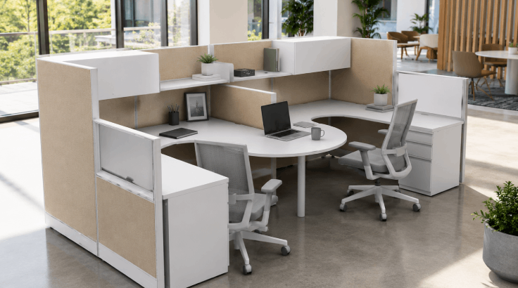 Collaborative 6' x 6' with High Privacy Walls and Storage