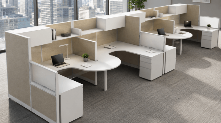 Modern Collaborative 6' x 6' with High Privacy Walls and Storage room view