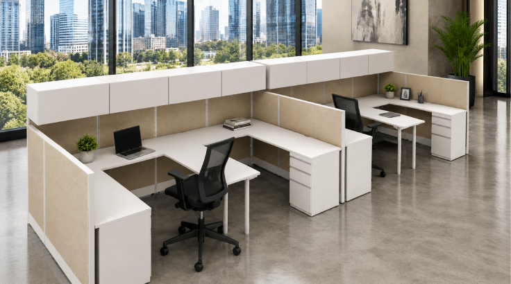 Collaborative 6' x 6' with High Privacy Walls and Storage - Rectilinear Design room view