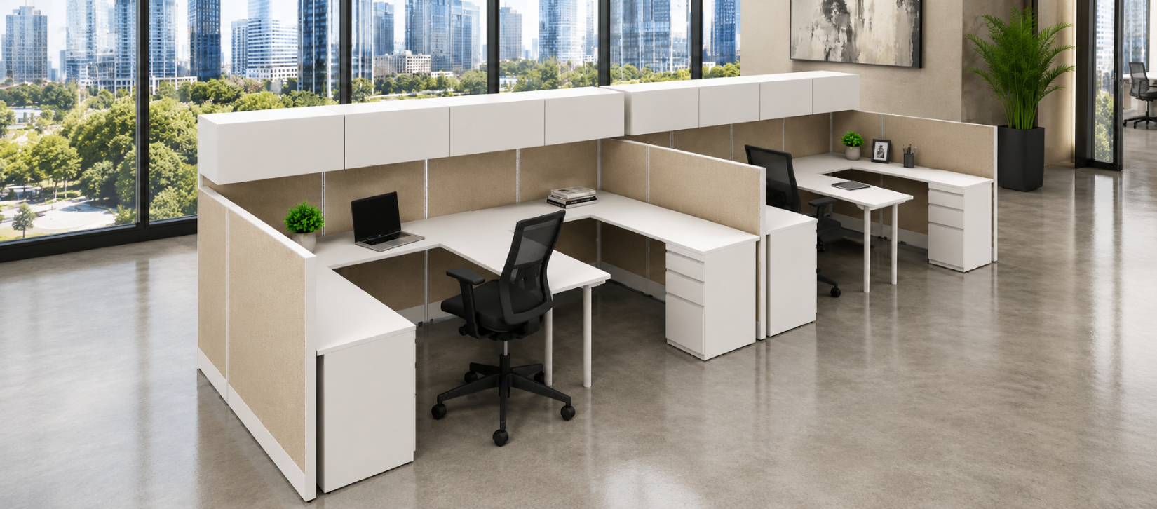 Collaborative 6' x 6' with High Privacy Walls and Storage