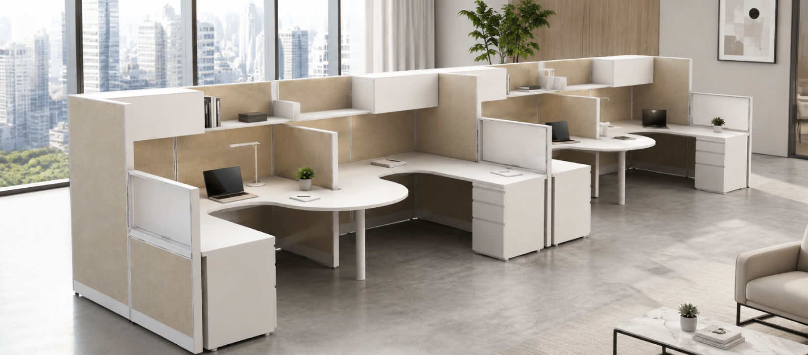 Collaborative 6' x 6' with High Privacy Walls and Storage