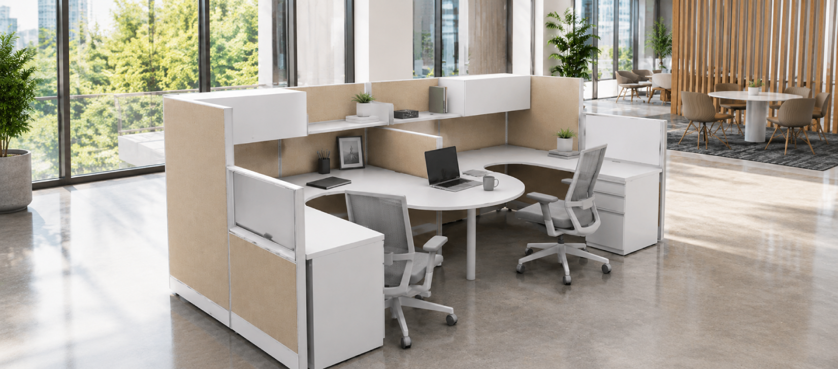 Collaborative 6' x 6' with High Privacy Walls and Storage-banner