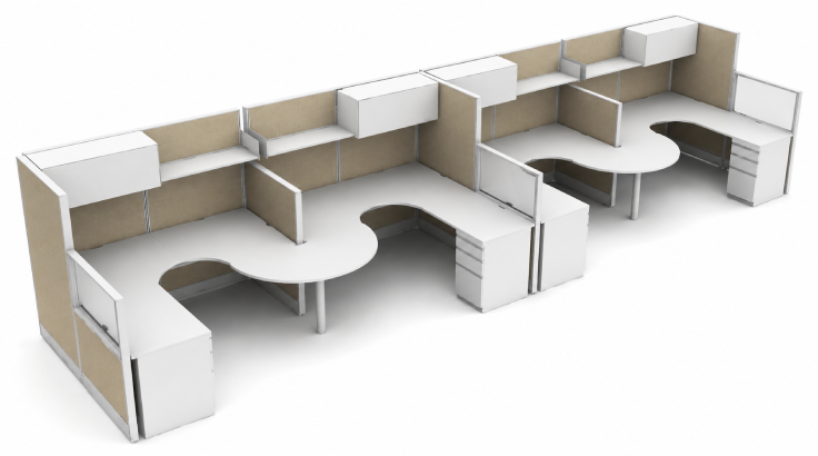 Collaborative 6' x 6' with High Privacy Walls and Storage