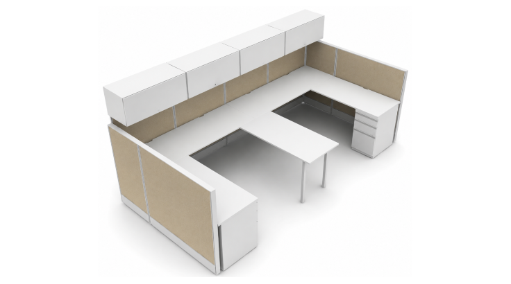 Modern Collaborative 6' x 6' with High Privacy Walls and Storage