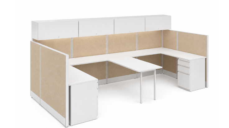 Collaborative 6' x 6' with High Privacy Walls and Storage with Rectilinear Design product view
