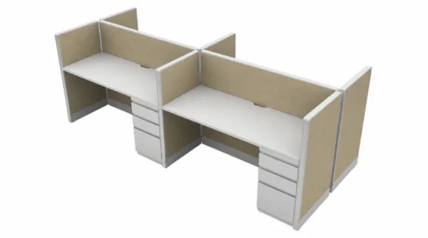 Four Pod Open Low 5' x 2' Cubicle with Drawer Storage-typ1