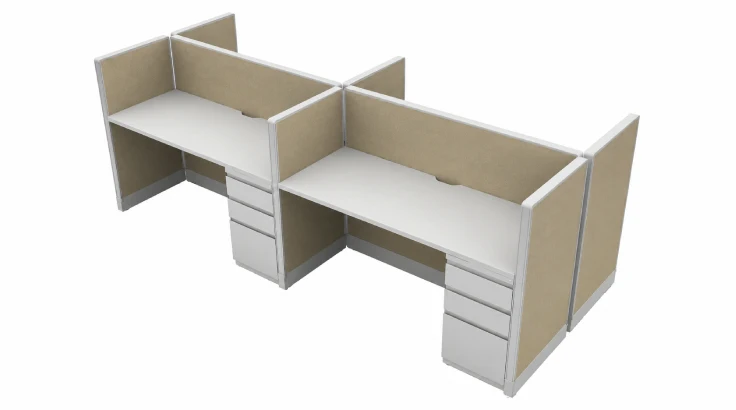 Four Pod Open Low 5' x 2' Cubicle with Drawer Storage-typ1