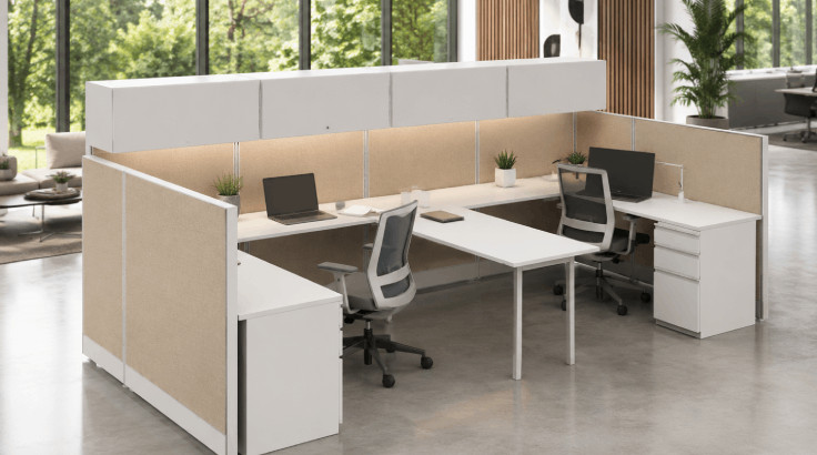 Collaborative 6' x 6' with High Privacy Walls and Storage with Rectilinear Design room view