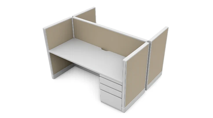 Modern Open Low 5' x 2' Cubicle with Drawer Storage product view