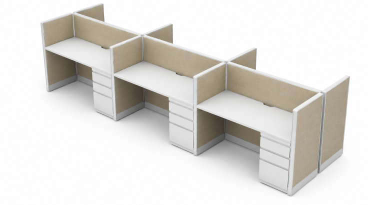 Open Low 5' x 2' Cubicle with Drawer Storage
