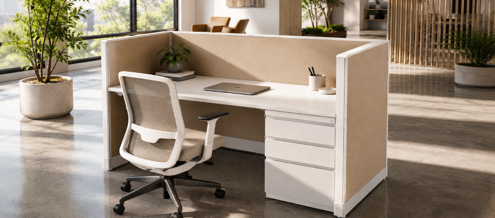 Open Low 5' x 2' Cubicle with Drawer Storage-gallery