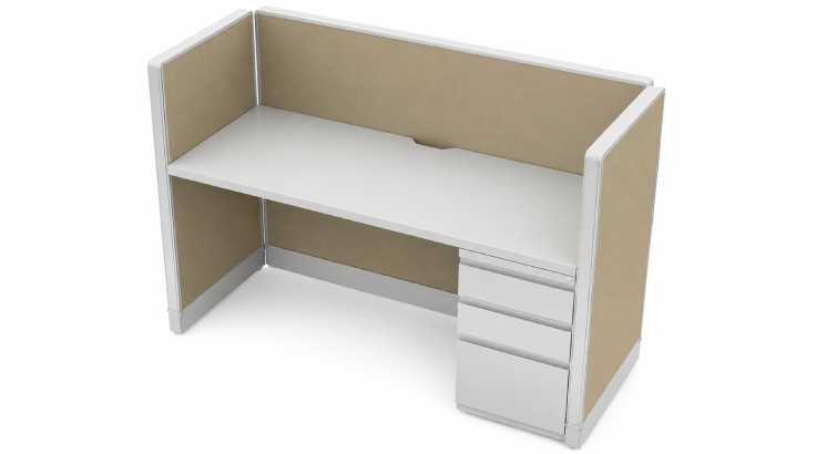 Open Low 5' x 2' Cubicle with Drawer Storage product view