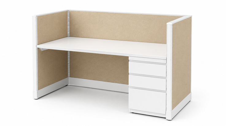Open Low 5' x 2' Cubicle with Drawer Storage-typ