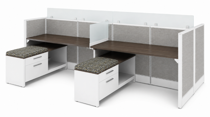 Open Low 5' x 6' Cubicle with Cushion Lateral Storage product view